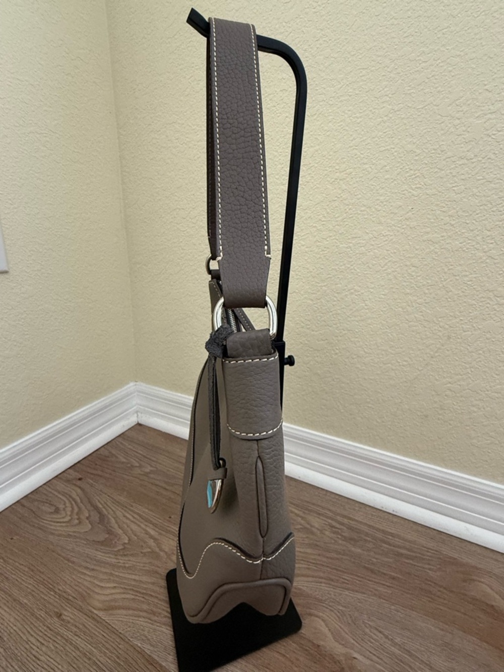 Dooney & Bourke Gray Pebble Leather Shoulder Hobo - Picture 10 of 11